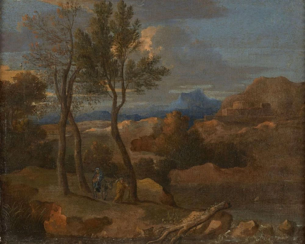 Paesaggio con la fuga in Egitto - attribuito